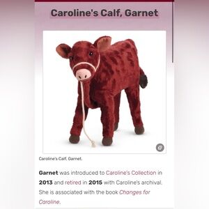 Retired American Girl Caroline Abbott’s Calf Garnet Plush Toy Rare